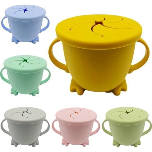 200ML Baby Infant Learning Feeding Food Bowl Cup with Handle Silicone Snack Dish F3ME