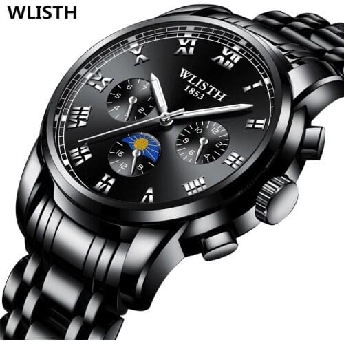 2020 WLISTH Watch Men Quartz Mens Watch Waterproof Fashion Leather Watch Quartz Wrist Watch Male Clock relogio masculino