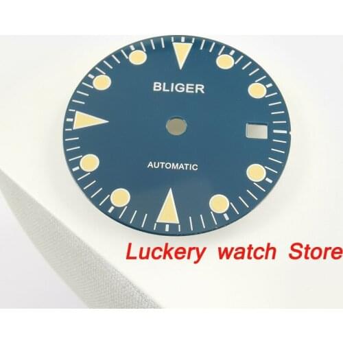 28.5mm blue dial yellow mark luminous Features fit for MIYOTA 8215;Mingzhu 2813 3804 Automatic Movement-BP73