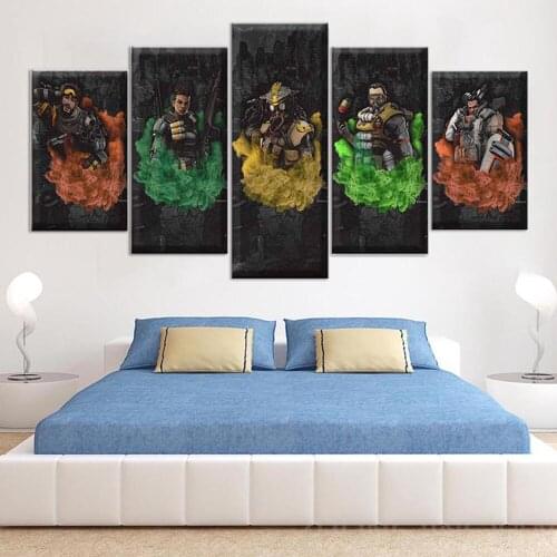 5 Piece Cartoon Pictures Artwork Apex Legends Game Poster Paintings Canvas Art for Home Decor Wall Art For Boys Bedside Backgrou