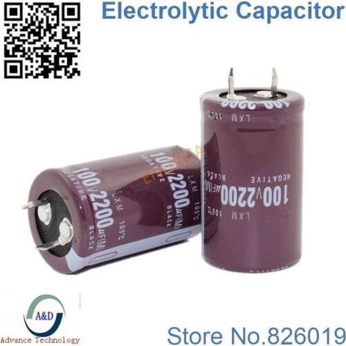 6pcs/lot 100V 2200UF Radial DIP Aluminum Electrolytic Capacitors size 25*40 2200UF 100V Tolerance 20