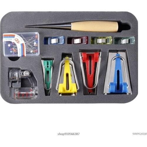 60pcs Sewing Patchwork Tool Cloth Bias Binding Tape Maker Wooden Awl Clips Kit for Electric Sewing Machine Accessories Wholesale