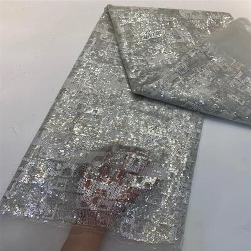 African Lace Fabric 2020 High Quality Nigerian Lace Fabrics Dubai Tulle French Lace Material Fabric With Sequins x21-17