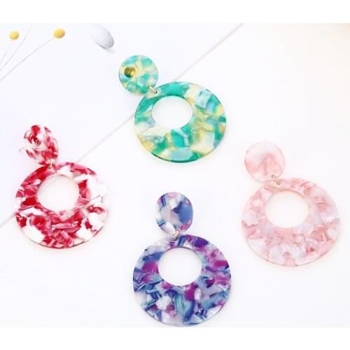 Acrylic Earrings for Women Fashion Jewelry Drop Earrings Long Boho Earrings Geometry Dangle Earring Blue Hoop Earings