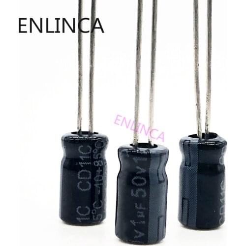 50pcs/lot P91 high frequency low impedance 50V 1UF aluminum electrolytic capacitor size 4*7 1UF 20