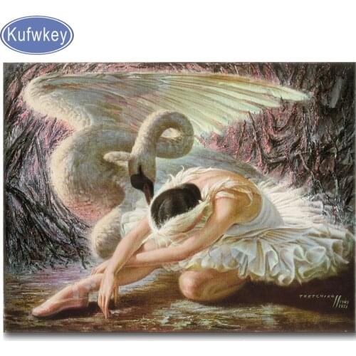 Ballet dancer swan diamond mosaic full drill squar round diamond embroidery sea beach 5d diamond painting rhinestones wall art