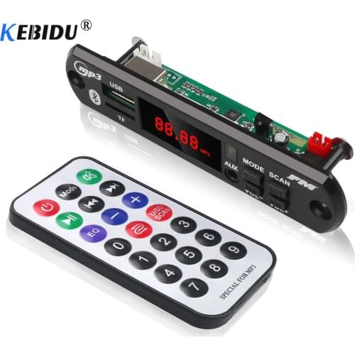 KEBUDI Wireless Bluetooth Car Audio 5V 12V MP3 WMA Decoder Board Player USB TF FM Radio Module MP3 Player Color Screen For Car