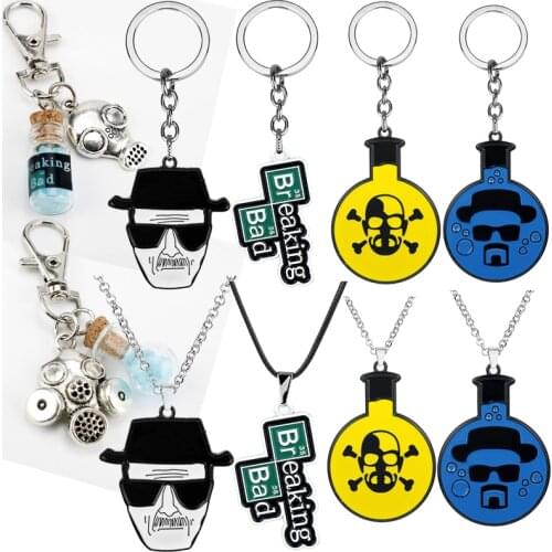 Breaking Bad Cartoon Figure Keychain TV Jewelry Enamel Badge Pendant Key Rings Metal Keyholder Bag Key Llaveros Gift Good Life