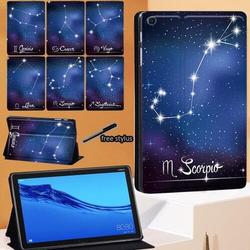 Star Sign Tablet Case for Huawei MediaPad M5 Lite 10.1 Inch/ MediaPad M5 10.8 Inch Protective Shell Leather Flip Stand Cover
