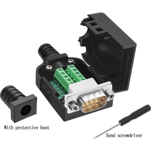 DB9 Connector Male Female D-SUB 9 Pin Plug RS232 RS485 Breakout Terminals 21-24 AWG Wire Solderless Connectors