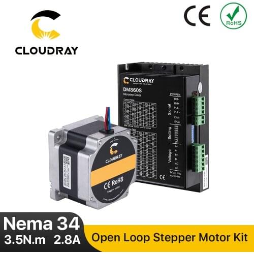 Cloudray Nema 34 Open Loop Stepper Motor Driver Kit 3.5N.m 2.8A DM860S 2.4A-7.2A for 3D printer CNC Engraving Milling Machine