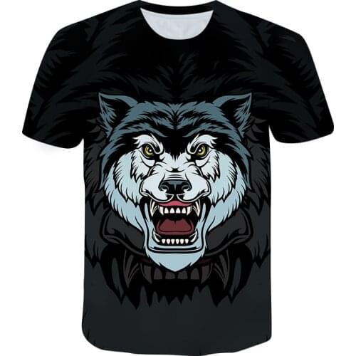 3D Printing Mens Casual Shirt Wolf Figure Print Street Fashion T-shirt XXS-6XL Oversized Youth Summer Top Clothes