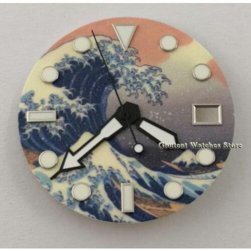 Goutent 28.5mm Sterile Watch dial + Watch hands C3 Super Green Luminous Dial fit NH35 Movement