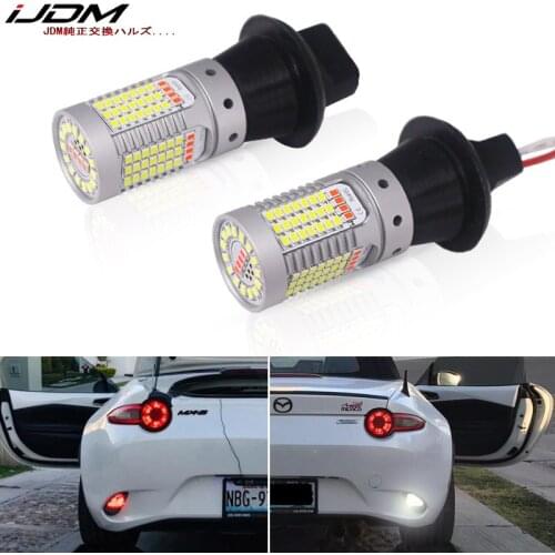 IJDM Car 7440 LED White/Red Dual-Color Canbus W21W T20 led Bulbs For 2016-up Mazda MX-5 Backup Reverse Lights & Rear Fog Lamp