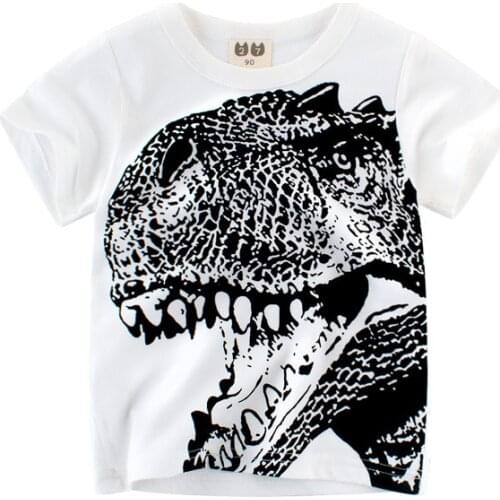 Summer Kid Boys T-Shirt 2020 Round Neck Cartoon Dinosaur Short Sleeve T-Shirt Boys Cotton Casual Tops Korean Style Children Wear