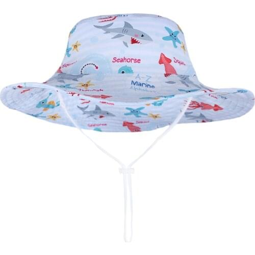 Summer Hat Boy Kids Sun Beach Bucket Hat Wide Brim String Cap UV Protection Outdoor Accessory For Baby Toddlers