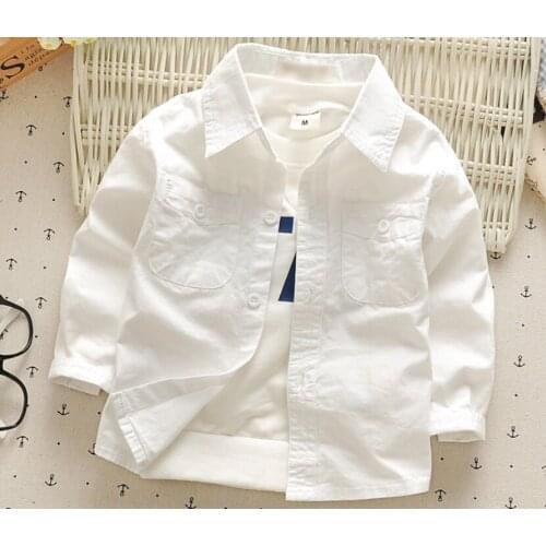 Hot Selling Baby Boys Shirts Fashion Children Clothes Boy Kids Long Sleeve Shirt England Style Newborn Cotton Solid Color Tops