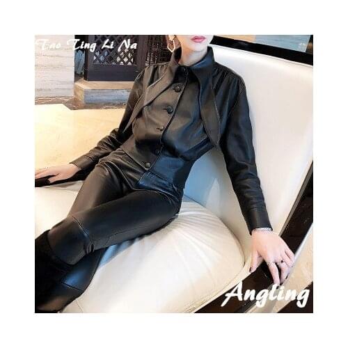 Top brand Spring 2020 Women Genuine Real Sheep Leather Jacket E44 high quality