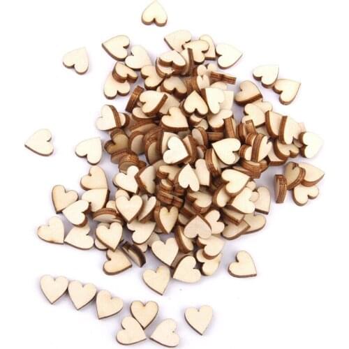 Linden wood Blank peach heart ornament for DIY 10mm 200 pcs