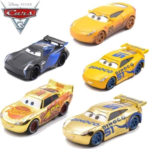 Disney Pixar Cars 3 Metal Diecast Toy Vehicles Gold Color Lightning McQueen Dinoco Cruz Ramirez Car Toy Birthday Holiday Gifts