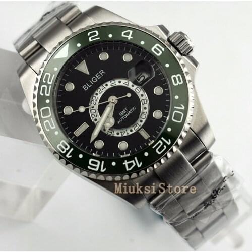 43mm Green Ceramic Bezel Luminous GMT Date Automatic Mens Watch Date&day Classique Relogio Feminino Blanc Femmes Dames