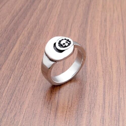 Free Shipping Punk 316L Stainless Steel Silver Color Mens Motor Skull Head Wrench Biker Ring Jewelry