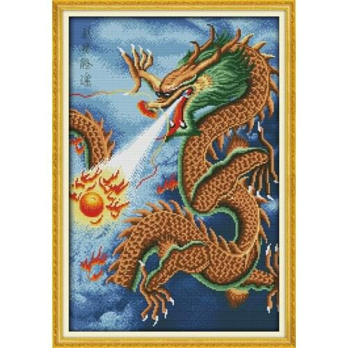 Gragon cross stitch kit 14ct 11ct pre stamped canvas embroidery DIY handmade needlework