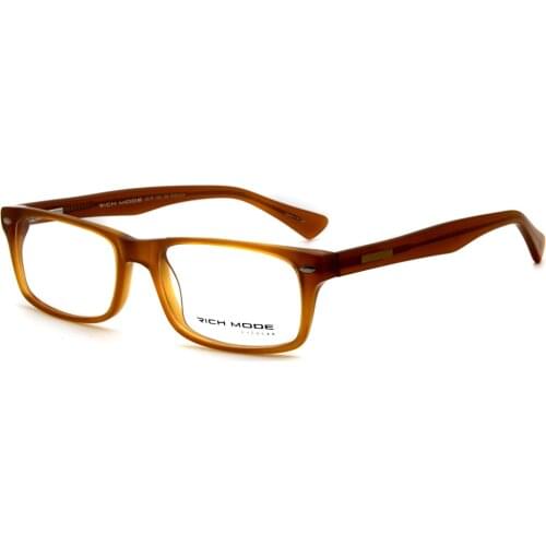Acetate Optical Glasses Frame Men Or Women Full Rim Square Brown Color Myopia Prescription Eyeglasses RM00485-C10