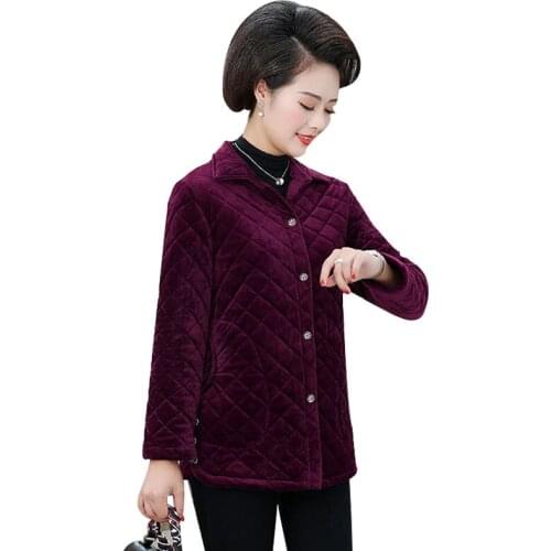 Middle-aged and Elderly Womens Coat 2020 New Spring Autumn Thin Padded Jacket Large Size 5XL Plush Thick Coat Shirt Jacket Tops