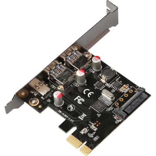 PCIE PCI Express to USB 3.1 Type-C 2 Port USB 3.0 Type-A Riser Expansion Card For Desktop VL805 Chips 3.0 USB Adapter For win7 8