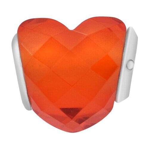 Fits for Pandora Charms Bracelets Shape of Love Beads 100% 925 Sterling Silver Jewelry with Orange CZ Free Shipping