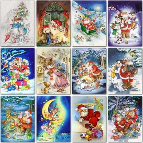 Full Square 5D Diy Diamond Painting Christmas Girl Diamond Embroidery Santa Claus Cross Stitch Diamond Mosaic Snowman Home Decor