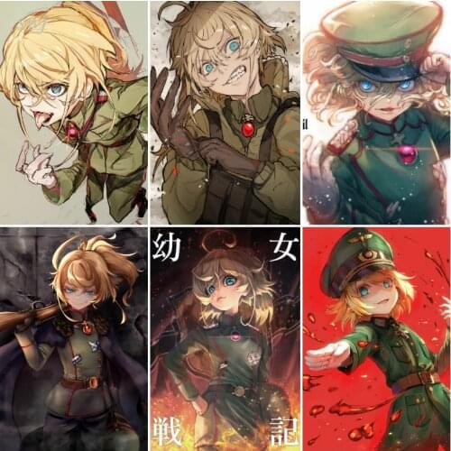 Saga of Tanya The Evil Anime Posters Canvas Painting Retro Poster Wall Poster Wall Art Picture Photos for Childrens Room Decor