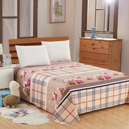 1PCS Bed Sheet Cartoon Mod Bed Sheets Soft Cotton For King/Queen Size Single Home 1.2/1.5M/1.8M Bed Stripe Bedding Flat Sheet