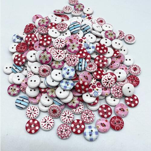 New15mm Round Button Monogrammed Christmas Stripe Plaid Button Love Scrapbooking for Wedding Decor Sewing Accessories