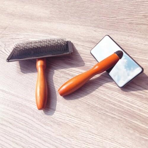 Pet Comb High Quality Pet Grooming Comb Shedding Hair Remove Brush Wood Handle Slicker Dog Cat Supply