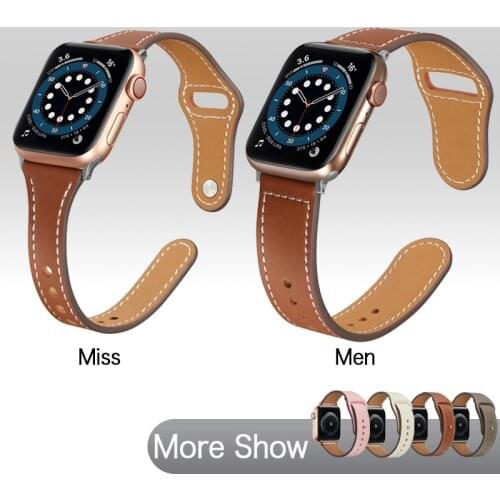 Genuine Leather Watchband For Apple Watch Strap 38mm 42mm 40mm 44mm Couple Style Watch Band For Apple iWatch Series se 6 5 4 3