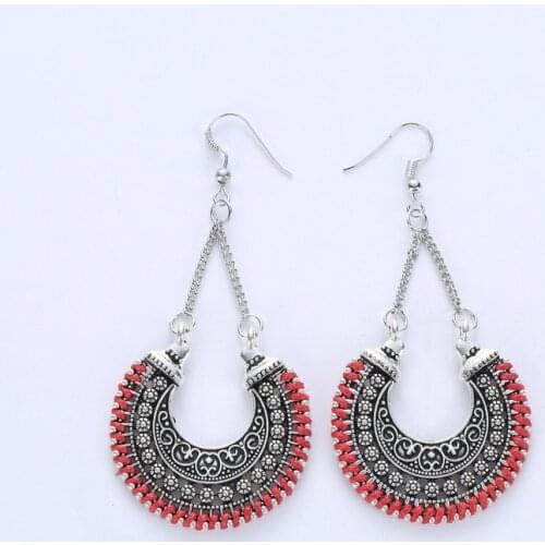 Simple Silver Color Retro Alloy U-shaped Hollow Carved Earrings For Women Fashion Vintage Lady Brinco Jewelry Ornament