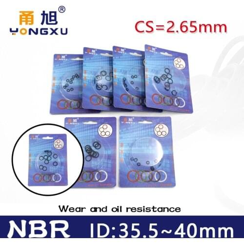Boxed nitrile rubber NBR seal O-ring thickness CS 2.65mm ID 35.5/36.5/37.5/38.7/40mm Gasket oring Waterproof oil resistance
