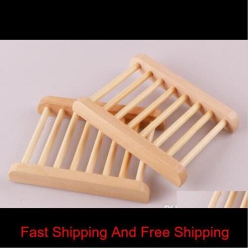 100Pcs Natural Bamboo Wooden Soap Dish Wooden Soap Tray Holder Storage Soap Rack Plate Box Container For Bath Shower Bathroom#99