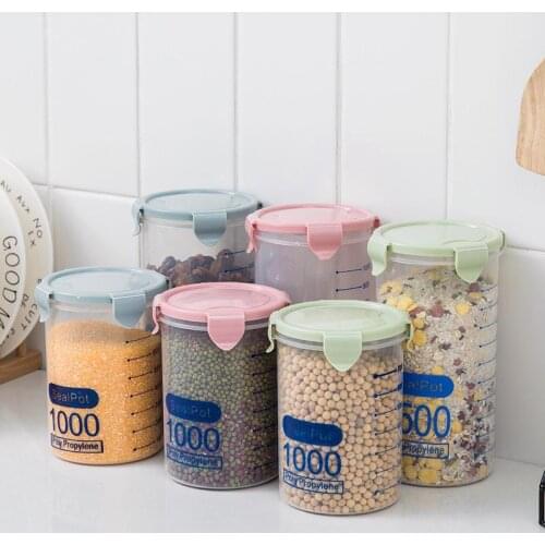 3PCS PP Food Storage Container Set Plastic Clear Pantry Storage Box Cereal Container Kitchen Bottles Jars Dried Grains Tank