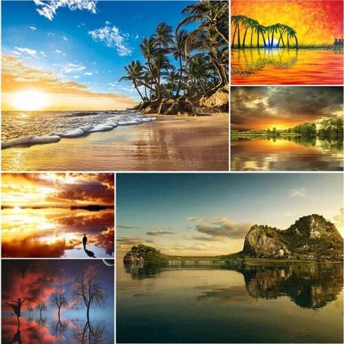 5D DIY Diamond Painting Landscape Rhinestone Picture Full Square/Round Diamond Embroidery Inlaid Mosaic Home Decoration Gift Kit