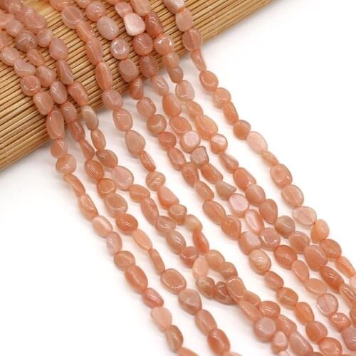 6-8mm Natural Irregular Sunstone Beads Irregular Smooth Quartz Loose Spacer Beads for Jewelry Making DIY Necklace Bracelet Gift