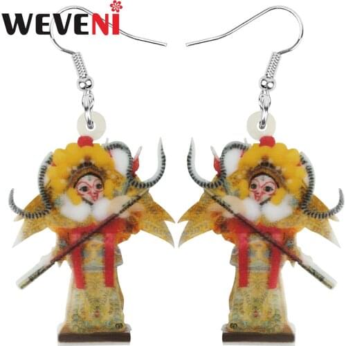 WEVENI Acrylic Chinese Monkey Sun Beijing Opera Earrings Lovely Long Dangle Drop Jewelry For Women Girls Novelty Gift Jewellerly