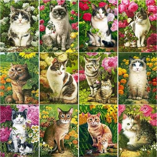 5D DIY Diamond Painting Cute Cat Diamond Embroidery Cute Pet Animal Cross Stitch Full Square Round Drill Home Decor Manual Gift