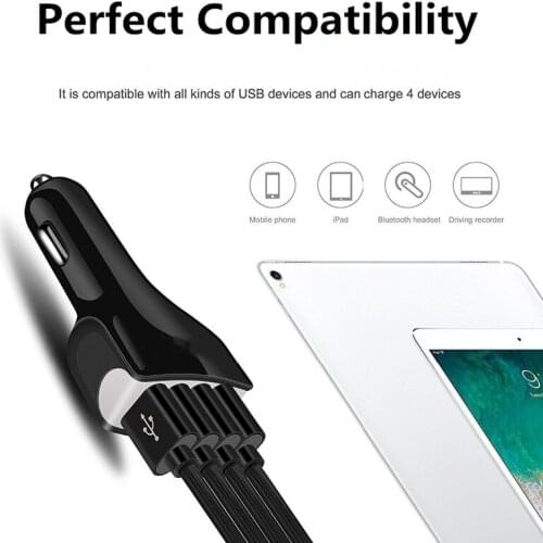 4USB Car Quick Charger 7A QC 3.0 Adaptive Fast Charging Home Travel Charge Plug Cable Charger For Mobile Phone
