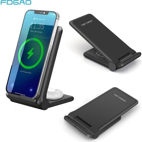 25W 2 in 1 Wireless Charger Dock Station For iPhone 12 11 XS XR X 8 Airpods Pro Foldable Fast Charging Stand For Samsung Xiaomi