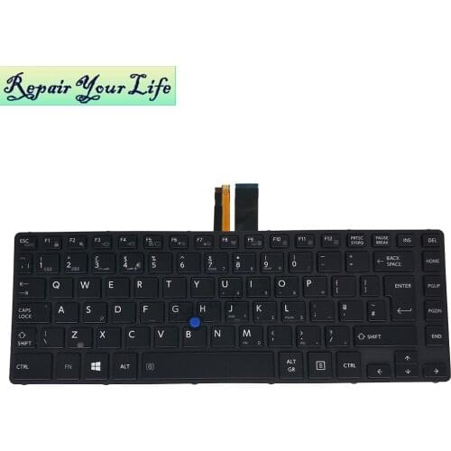UK keyboard for Toshiba Satellite Pro A40-C A40-C1443 A40-D-BTO English Language GB black with frame blue Pointing backlit