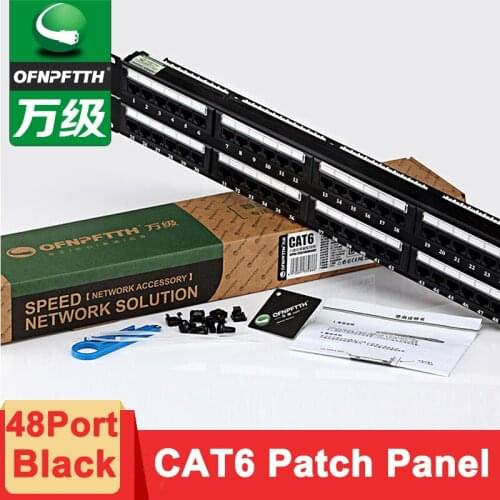 CAT6 Patch Panel 48 Port UTP 2U 19'' Standard with 50u Gold-plated Contact