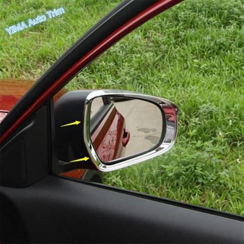 Lapetus Car Styling Rear View Rearview Mirror Rain Eyebrow Cover Trim Chrome Look Fit For Suzuki Vitara Escudo 2015 - 2019 / ABS